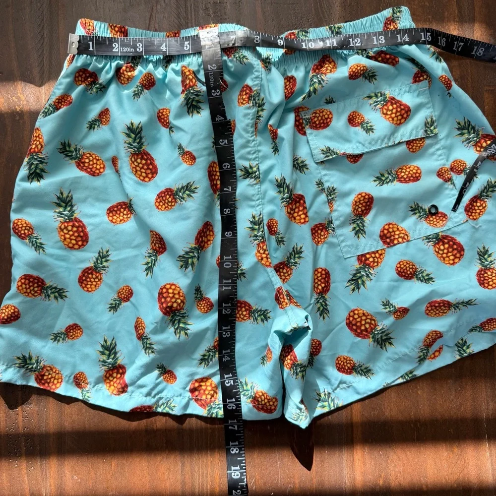 WARUNG Aqua Tropical Pineapple Print SwimShorts - XL